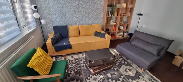 Living room sofa area